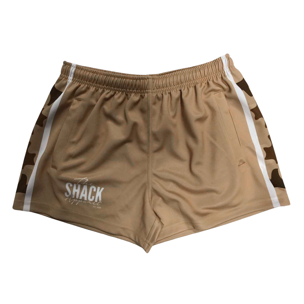 Footy Shorts with pockets - Sand Camo