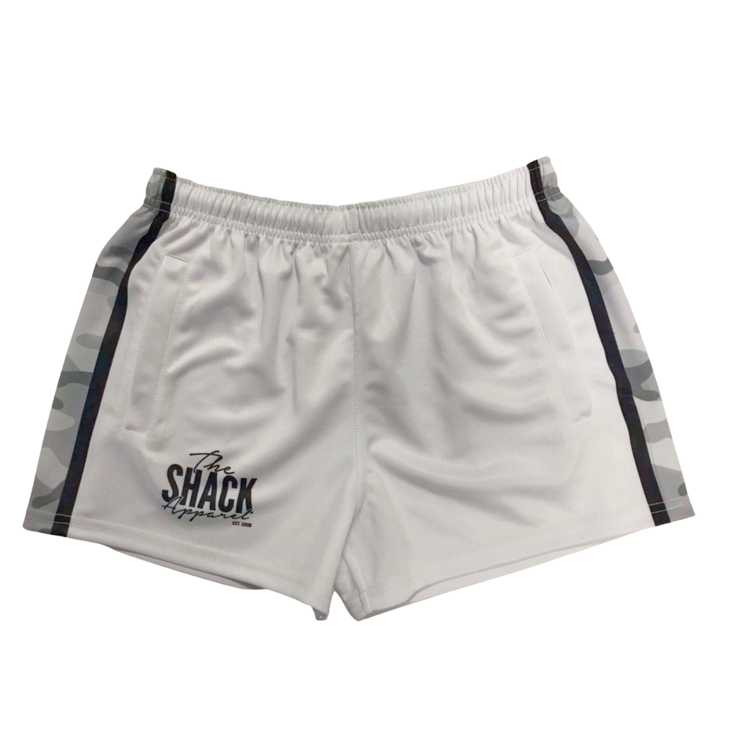 Footy Shorts with pockets - White/Snow Camo