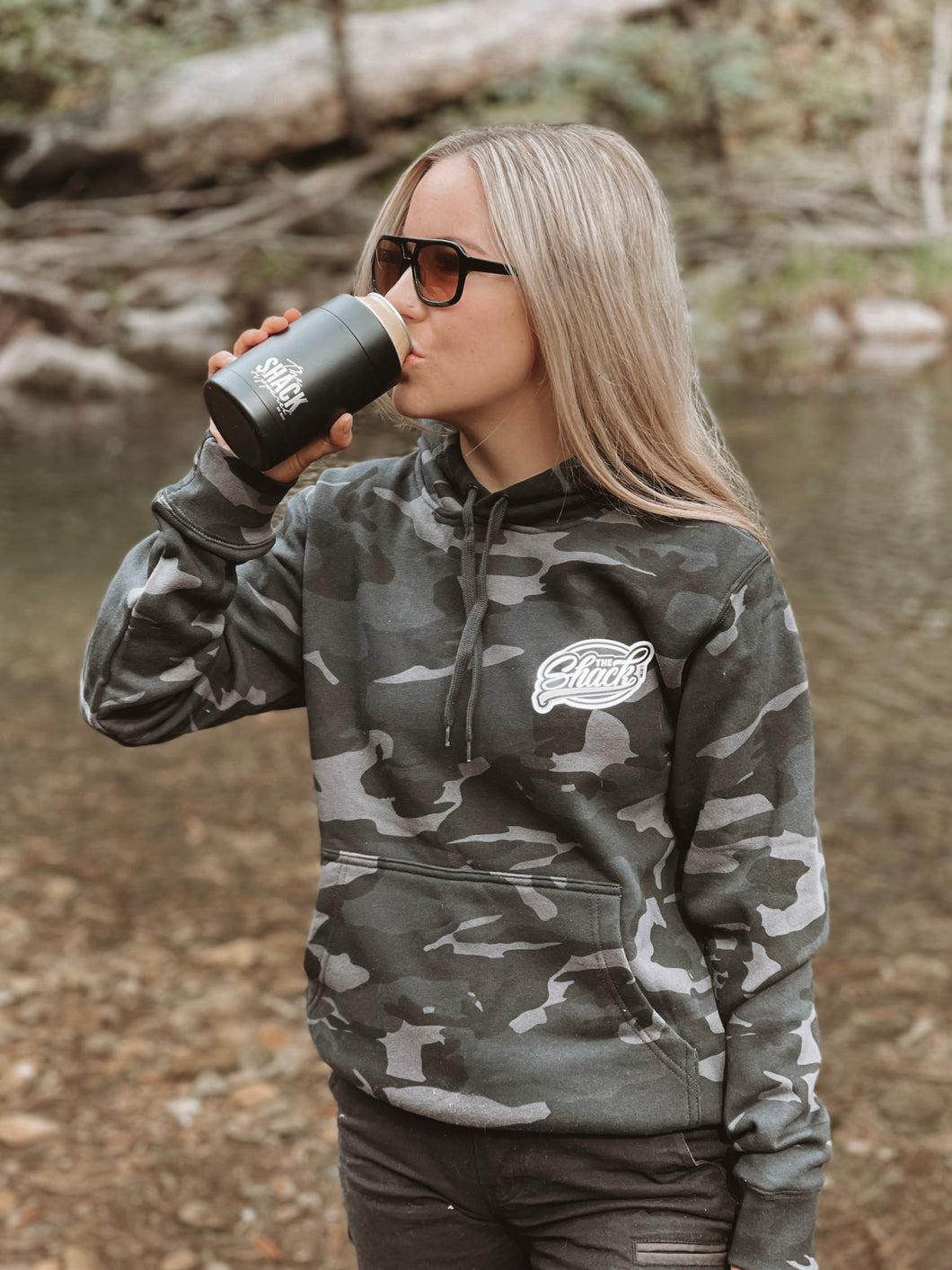 OG Camo Hoodie - Gunmetal Grey/Pink Logo